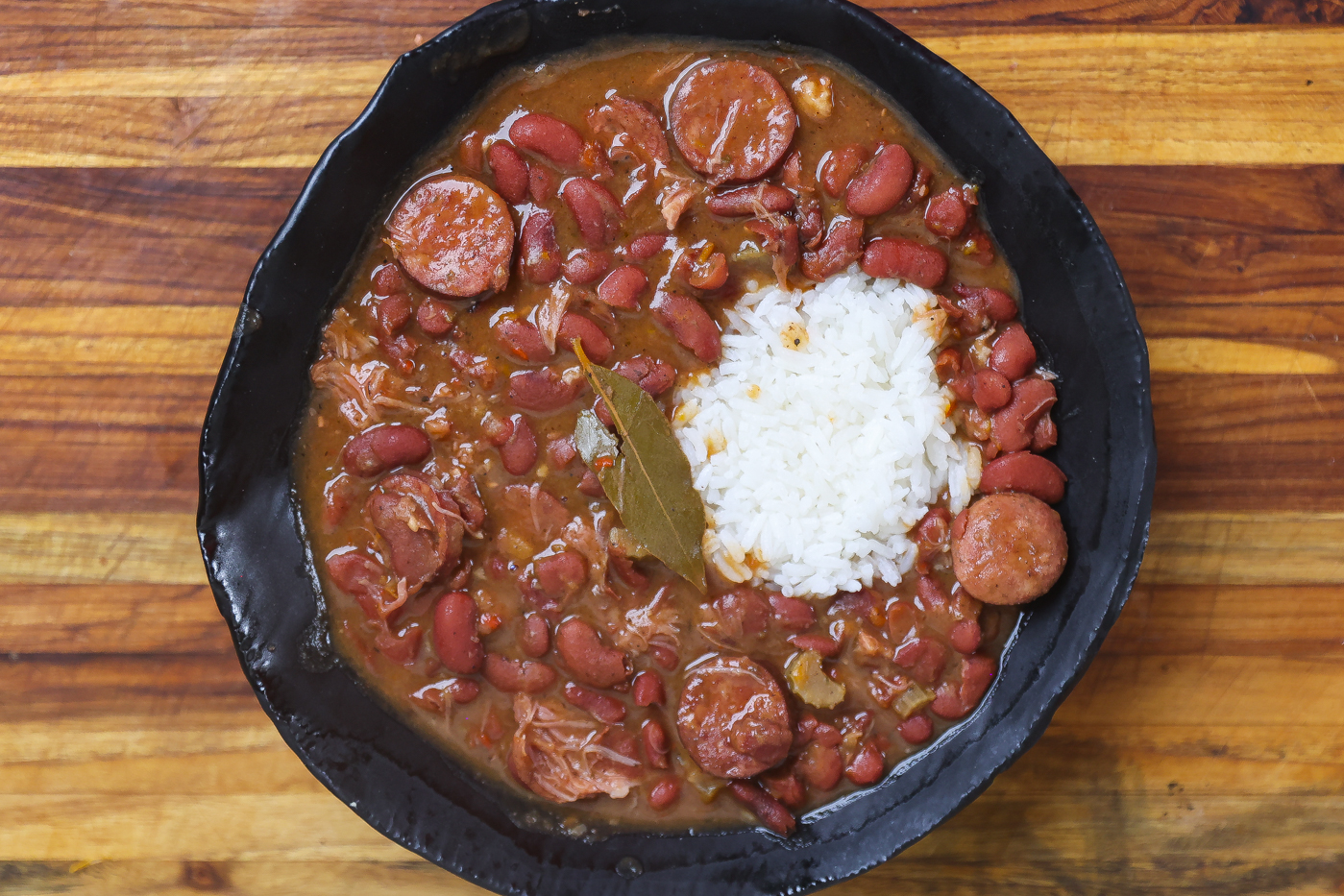 easy red beans and rice in a bowl
