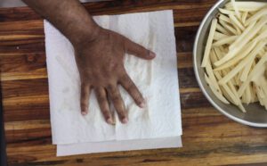 drying raw french fries