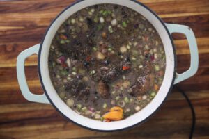 oxtail cooking in pot