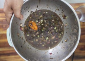 leftover oxtail marinade in bowl