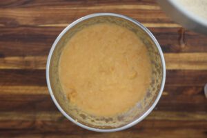 sweet potato cornbread wet ingredients in a bowl