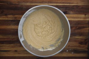sweet potato cornbread batter in a bowl