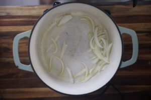 onions sauteing in pan