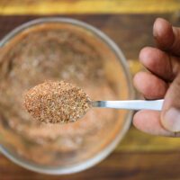 cajun seasoning blend on a spoon
