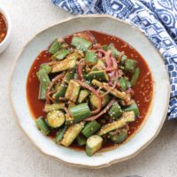 spicy cucumber with asian sauce in bowl