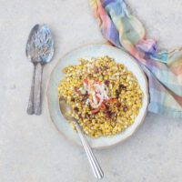 southern fried corn on a green plate