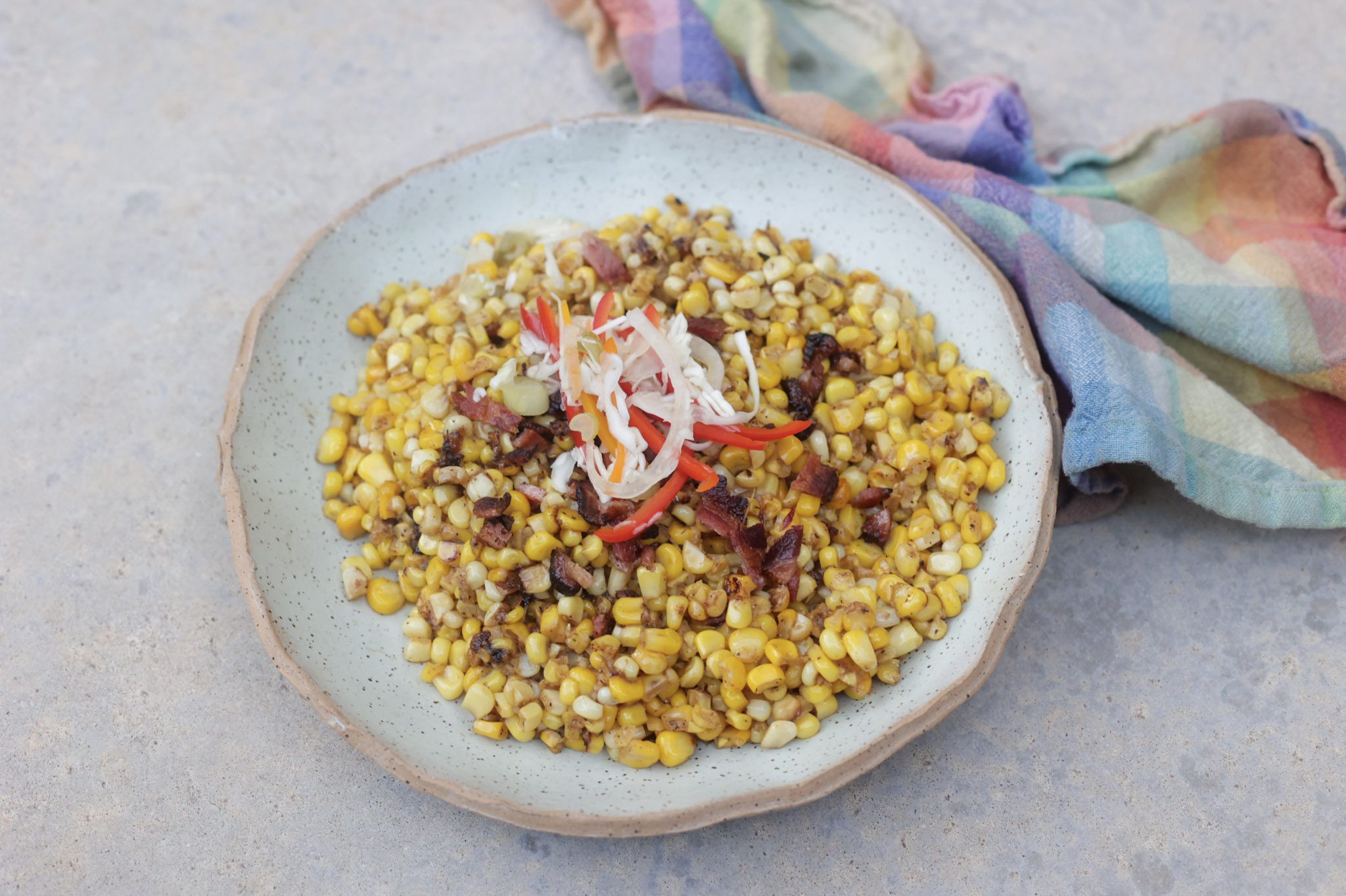 southern fried corn on a green plate