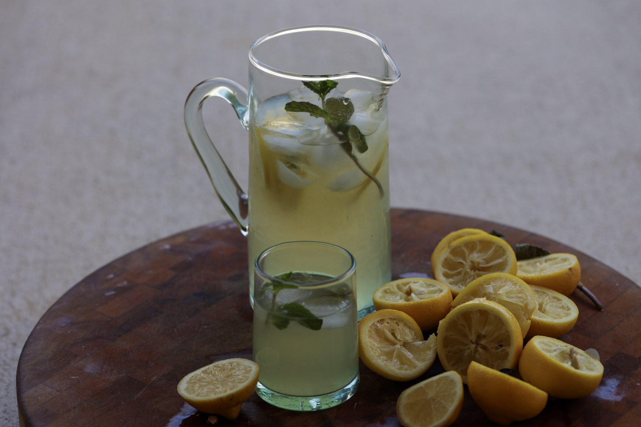 haitian lemonade with mint in a pitcher