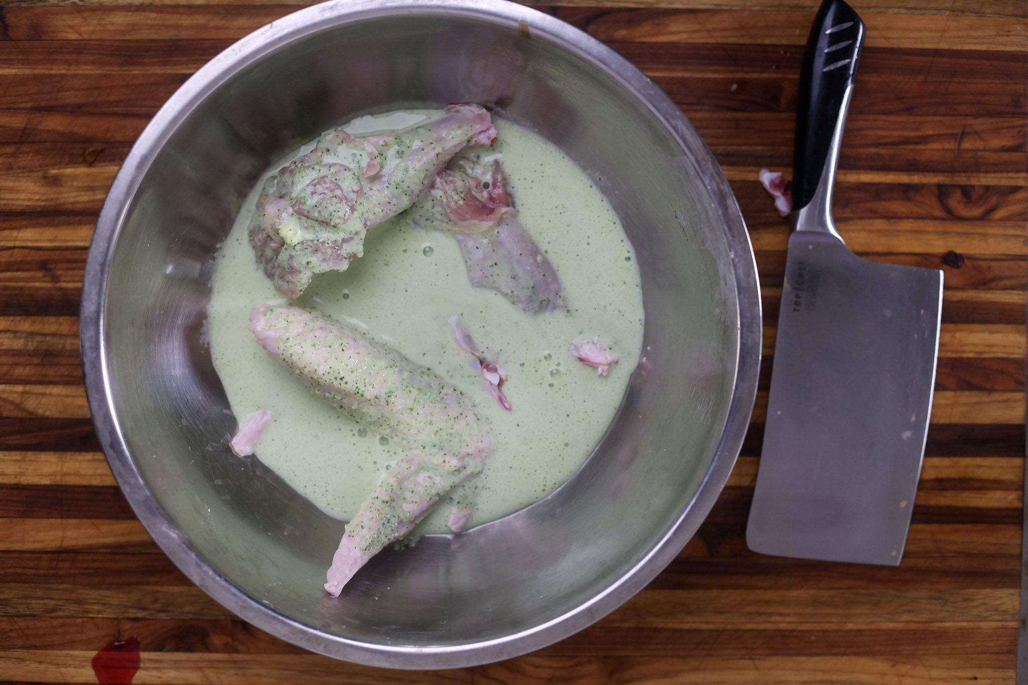 turkey wings soaking in marinade