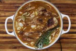 turkey wings braising in pan