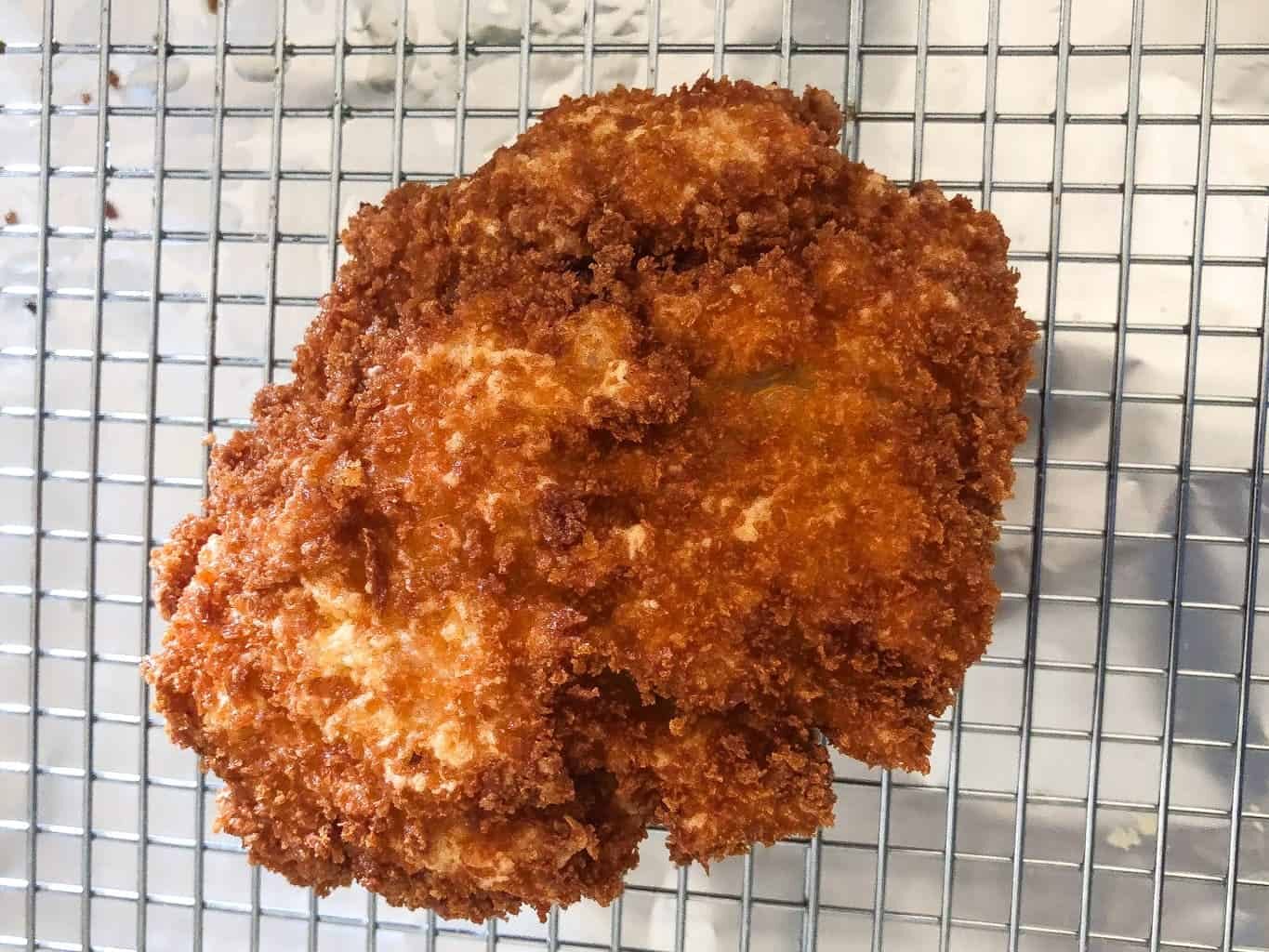 fried shrimp patty on cooling rack